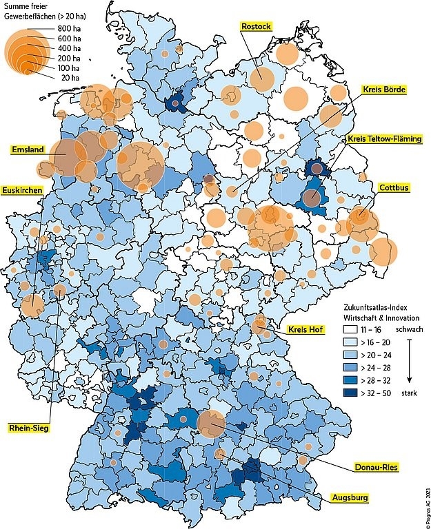 Deutschlandkarte Gewerbegebiete