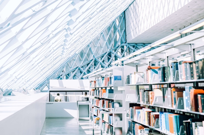 Eine lichtdurchflutete Bibliothek