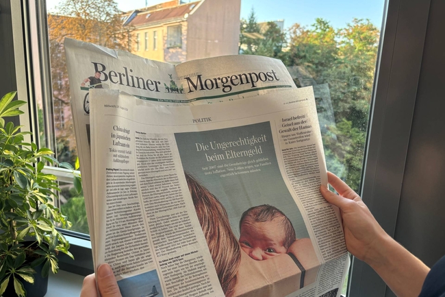 Zeitungsartikel in der Berliner Morgenpost "Die Ungerechtigkeit beim Elterngeld"