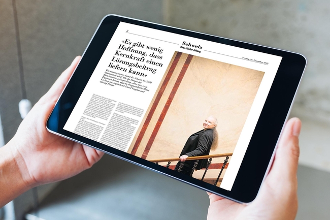 Tablet MockUp NZZ-Artikel Interview