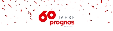 Schriftzug "60 Jahre Prognos" mit Konfetti