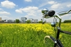 Fahrrad vor Kölner Stadtansicht