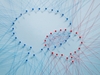 Blaue und rote Sprechblase